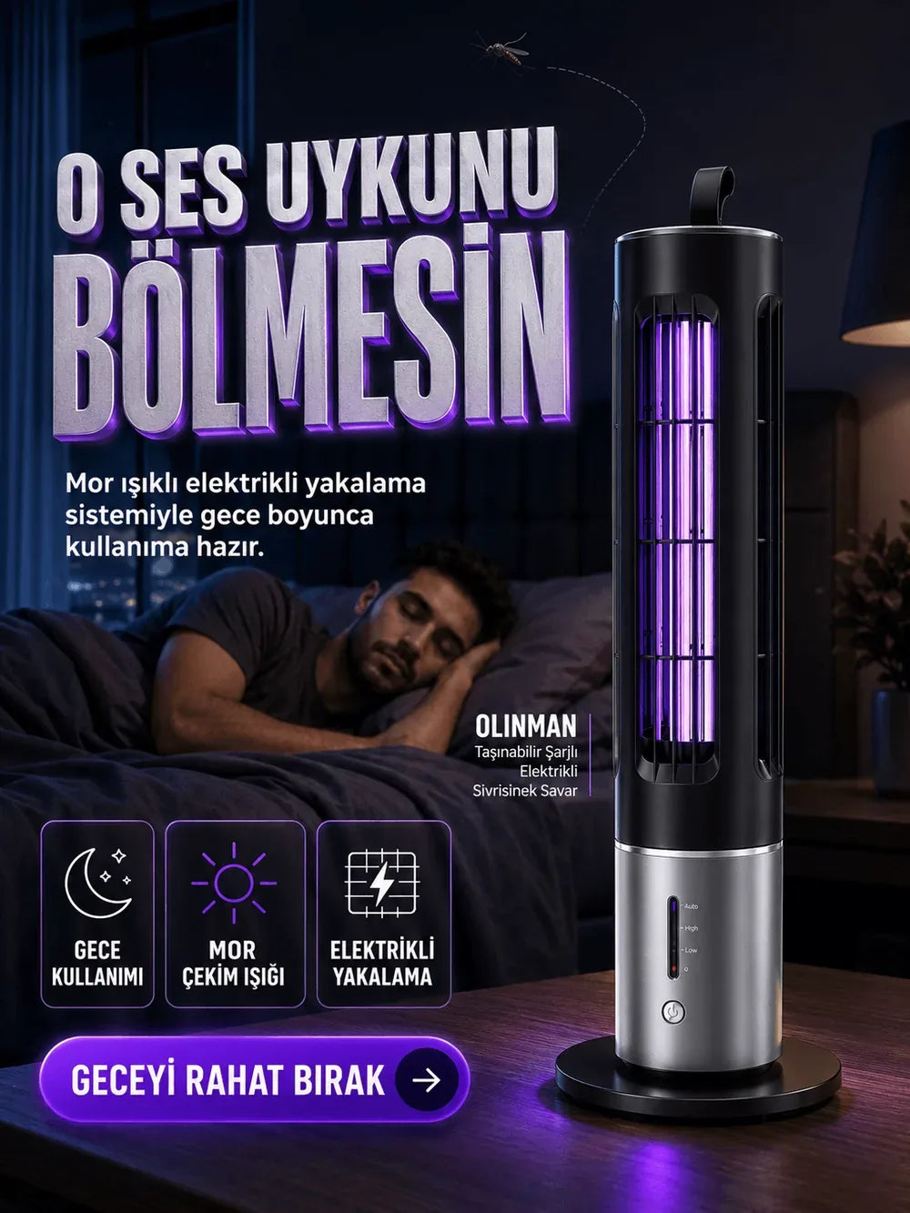 Yatak odasında sessiz gece kullanımı