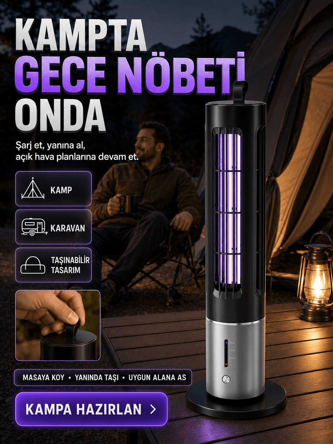 Olinman Taşınabilir Sinek Kovucu | USB-C Şarjlı
