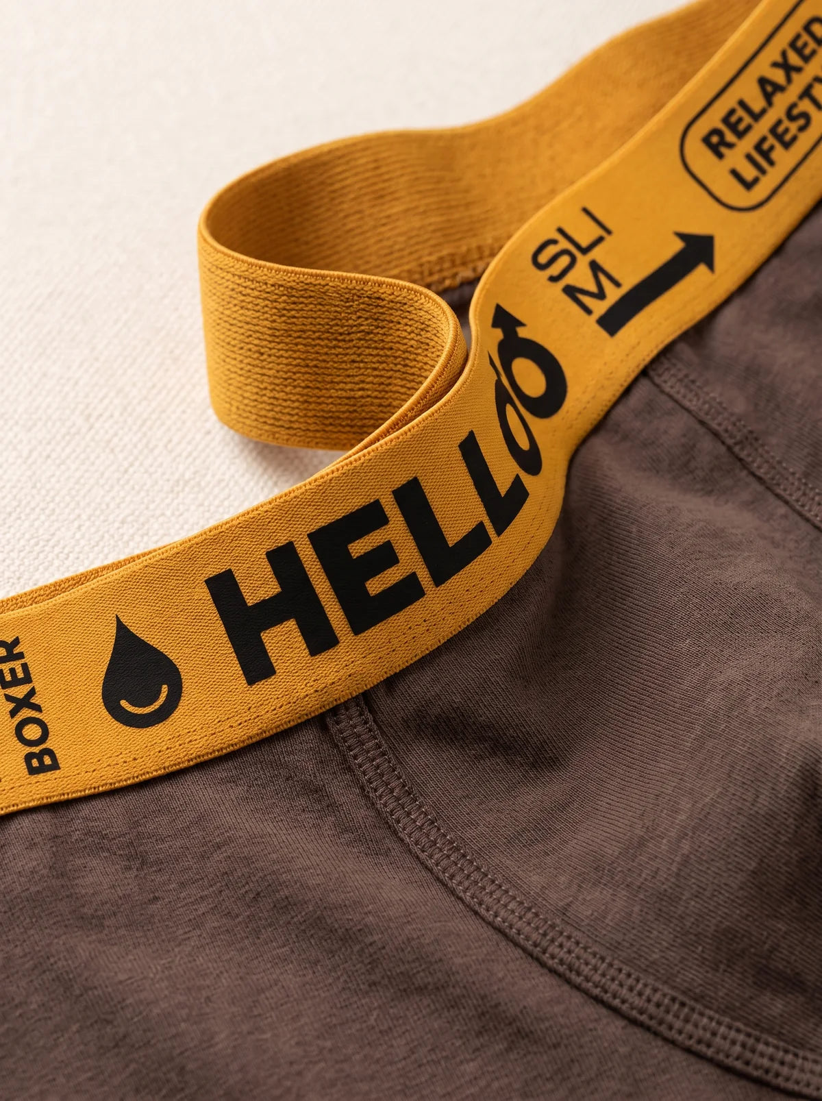 Hello Slim erkek boxer — nefes alan penye pamuk kumaş dokusu