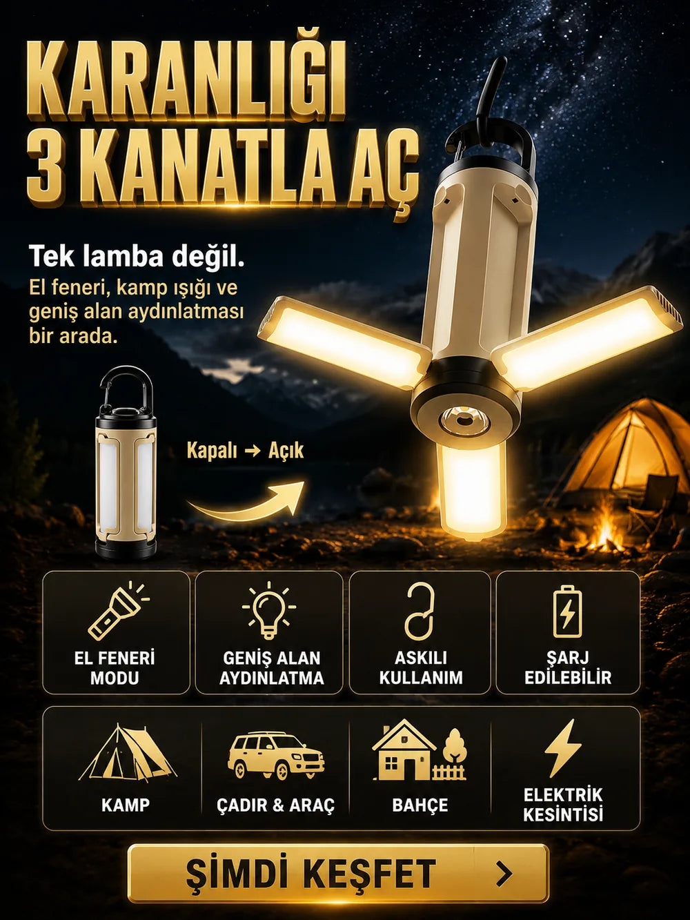 3 kanatlı açılır tasarım