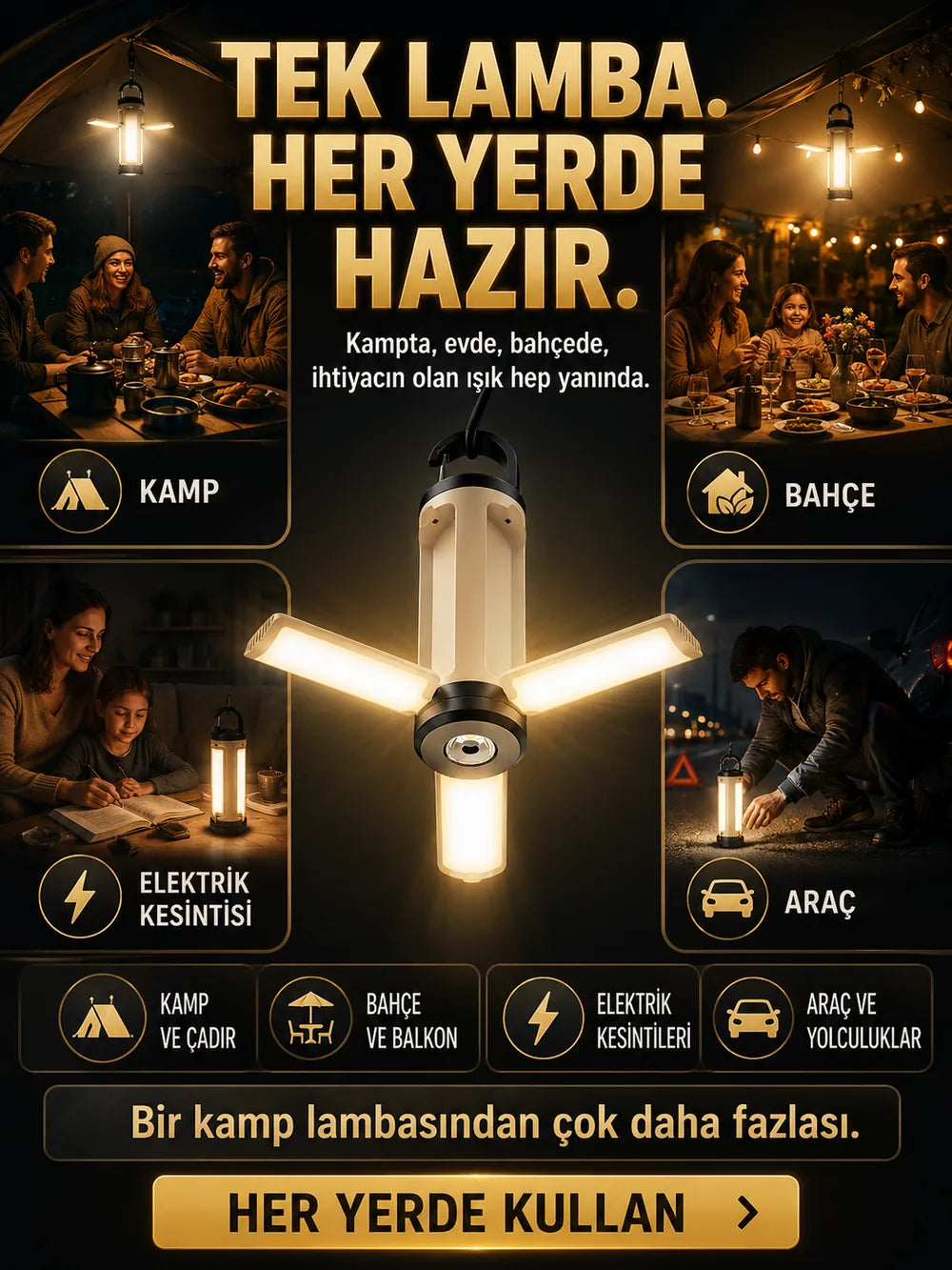 Bahçe, balkon ve elektrik kesintisinde kullanım
