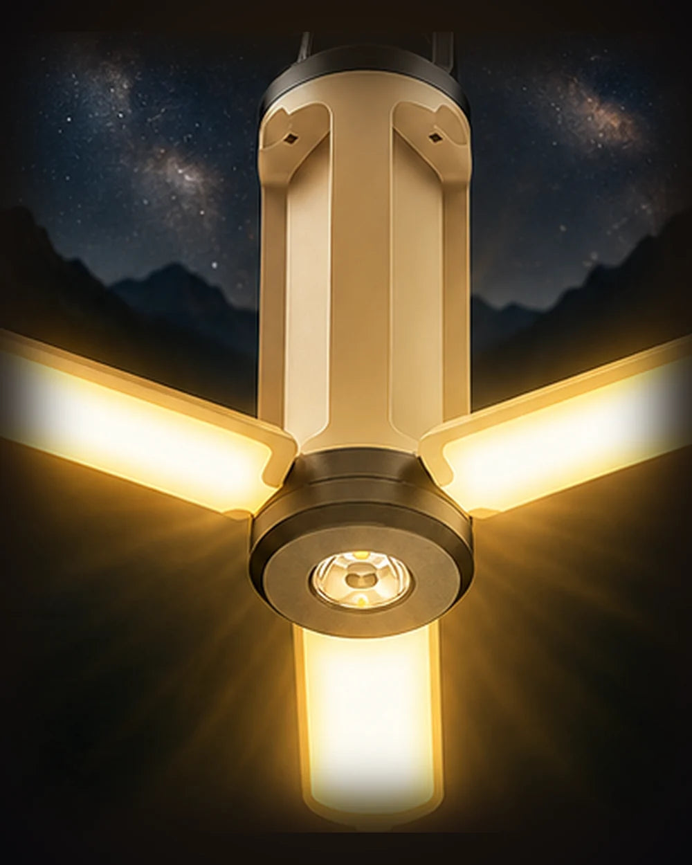 Olinman Açılır Kamp Lambası | USB-C Şarjlı 3 Kanatlı LED Kamp Işığı